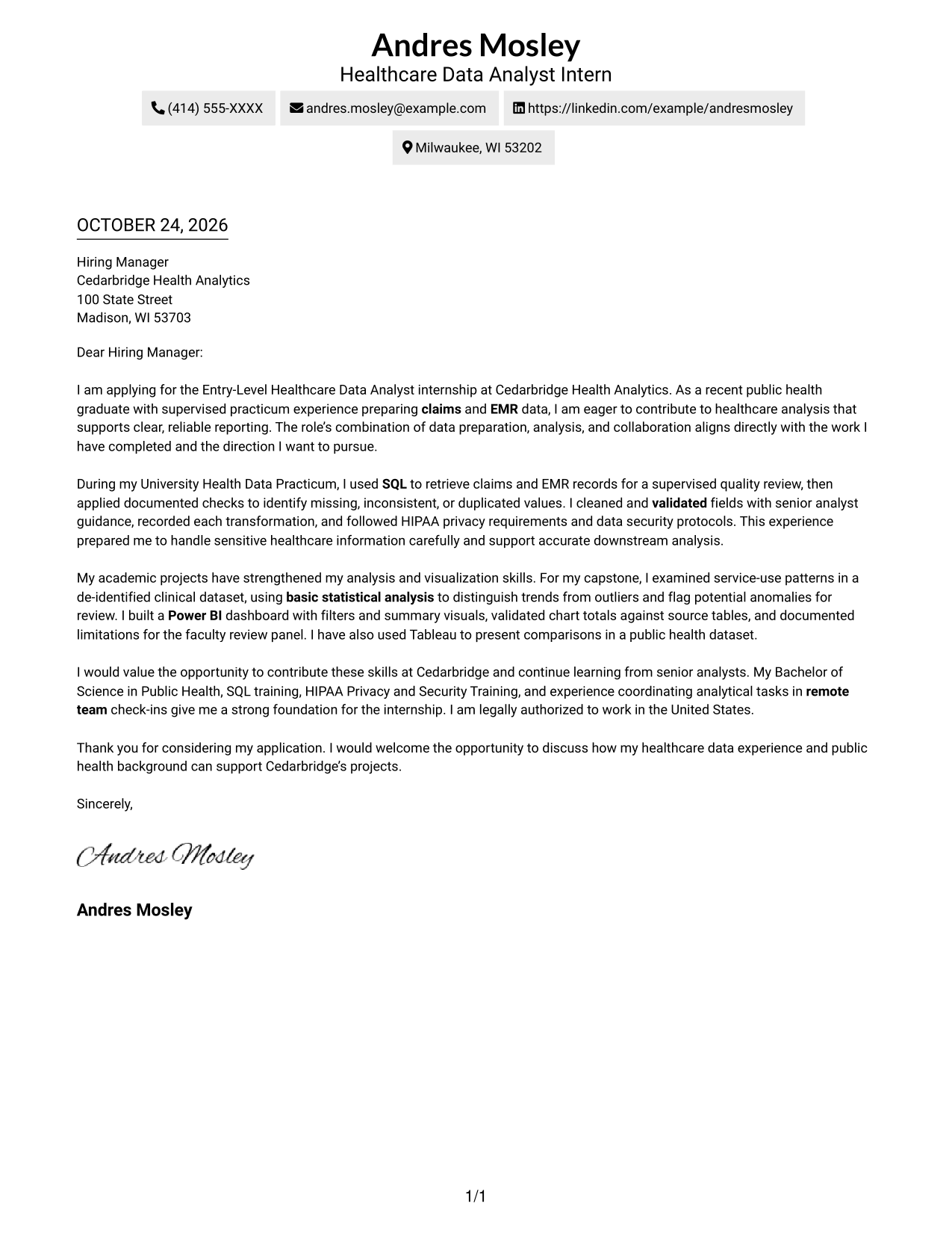 Cover letter example — page 1