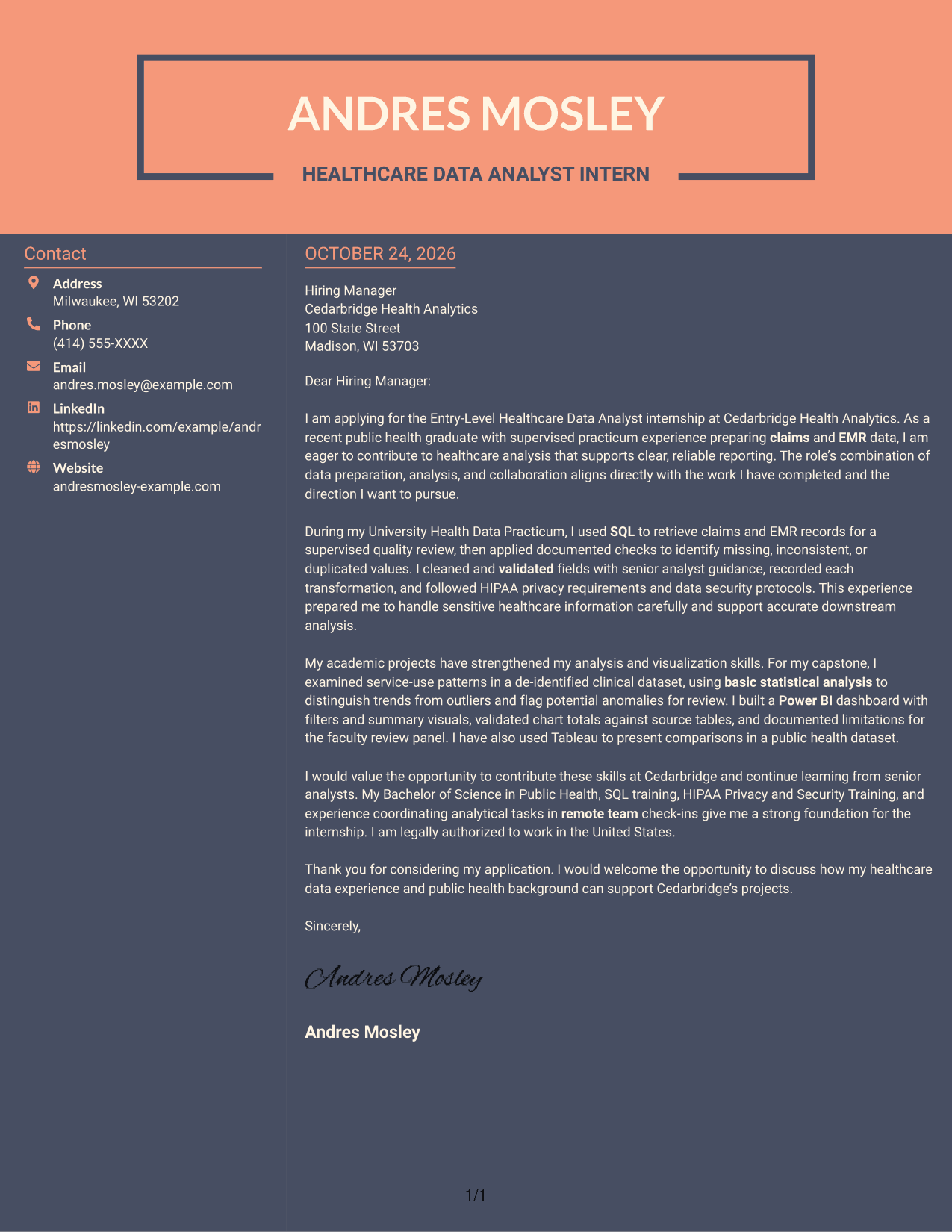 Cover letter example — page 1