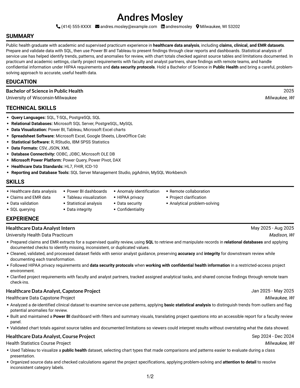 Resume example — page 1
