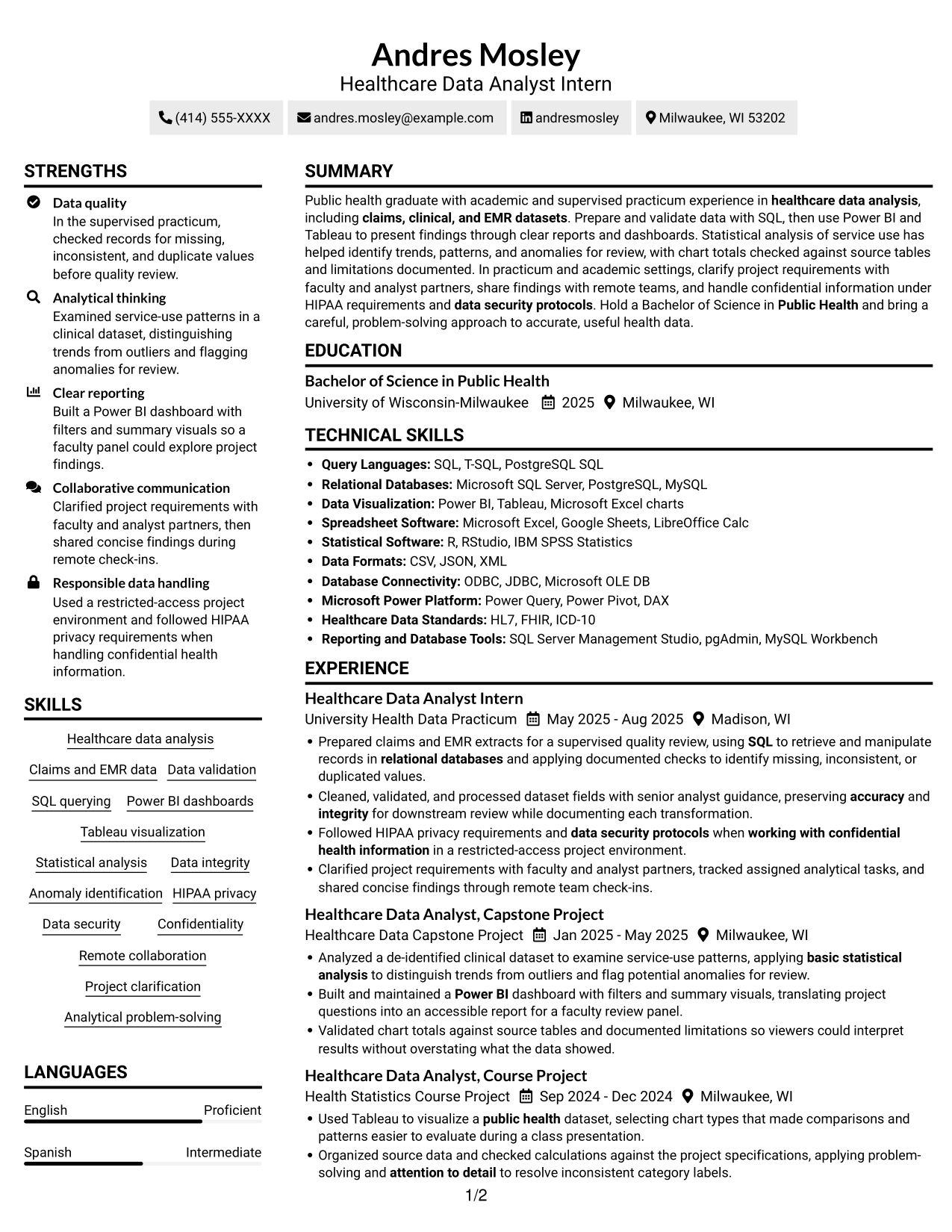 Resume example — page 1