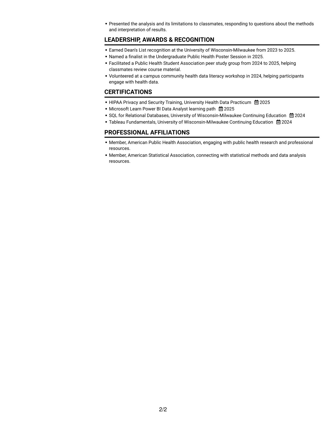 Resume example — page 2