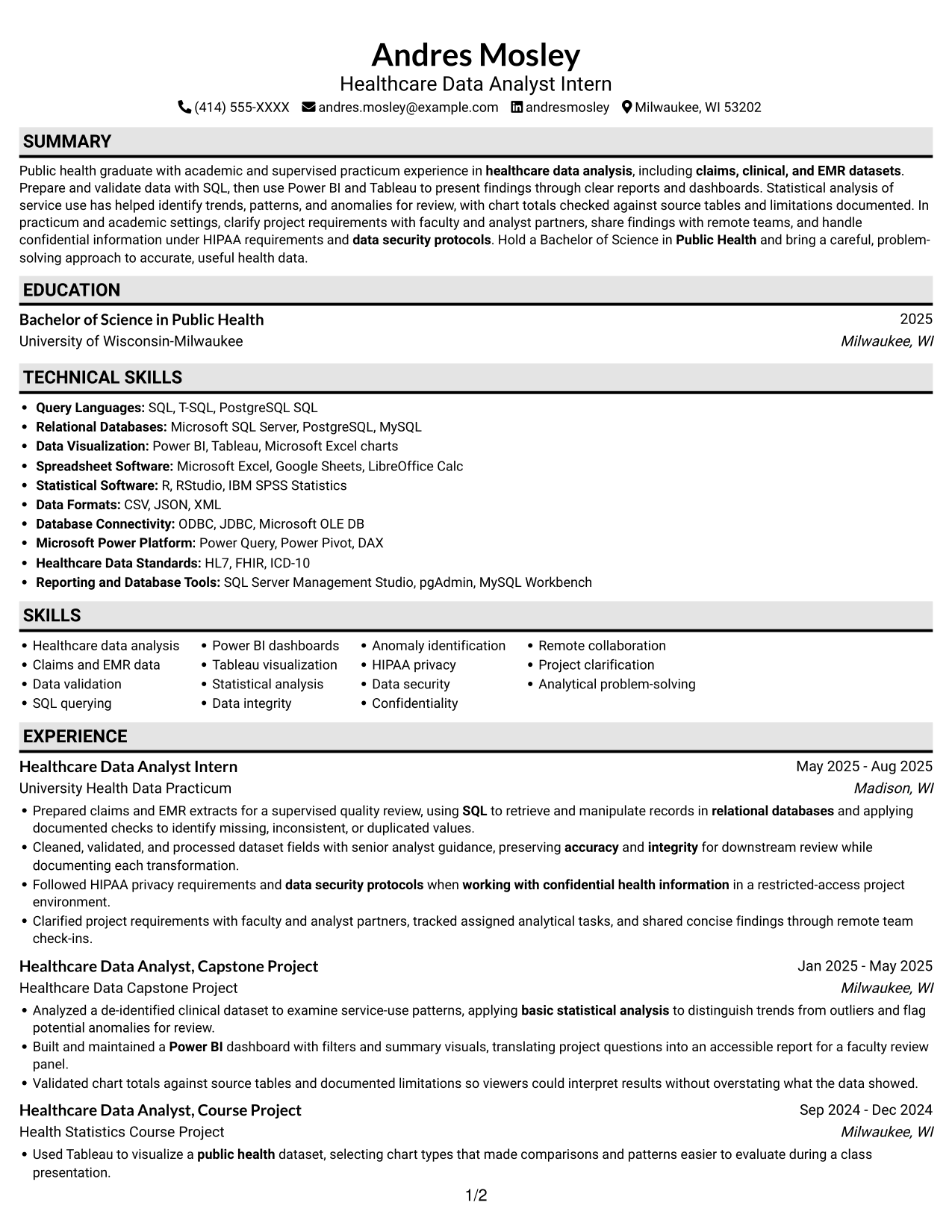 Resume example — page 1