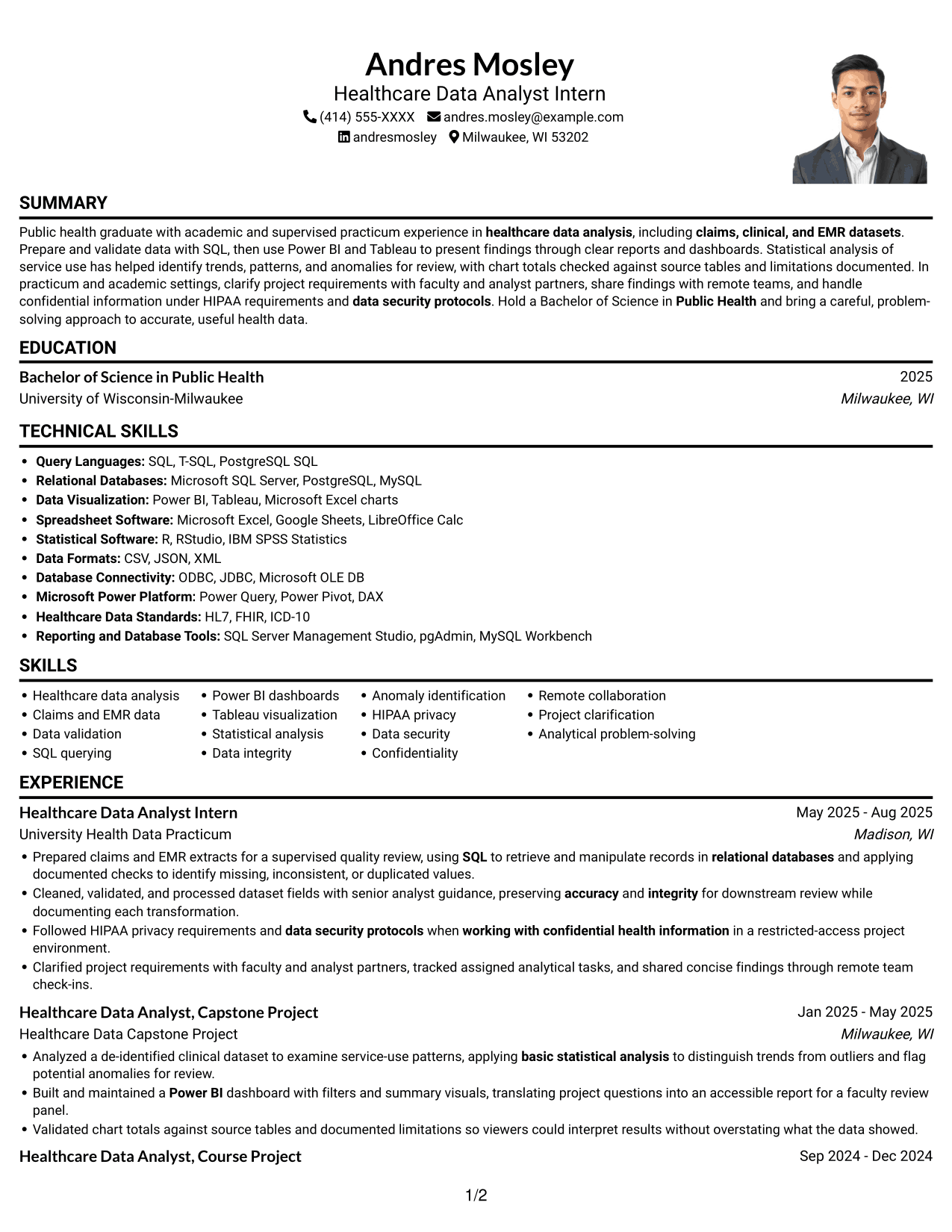 Resume example — page 1