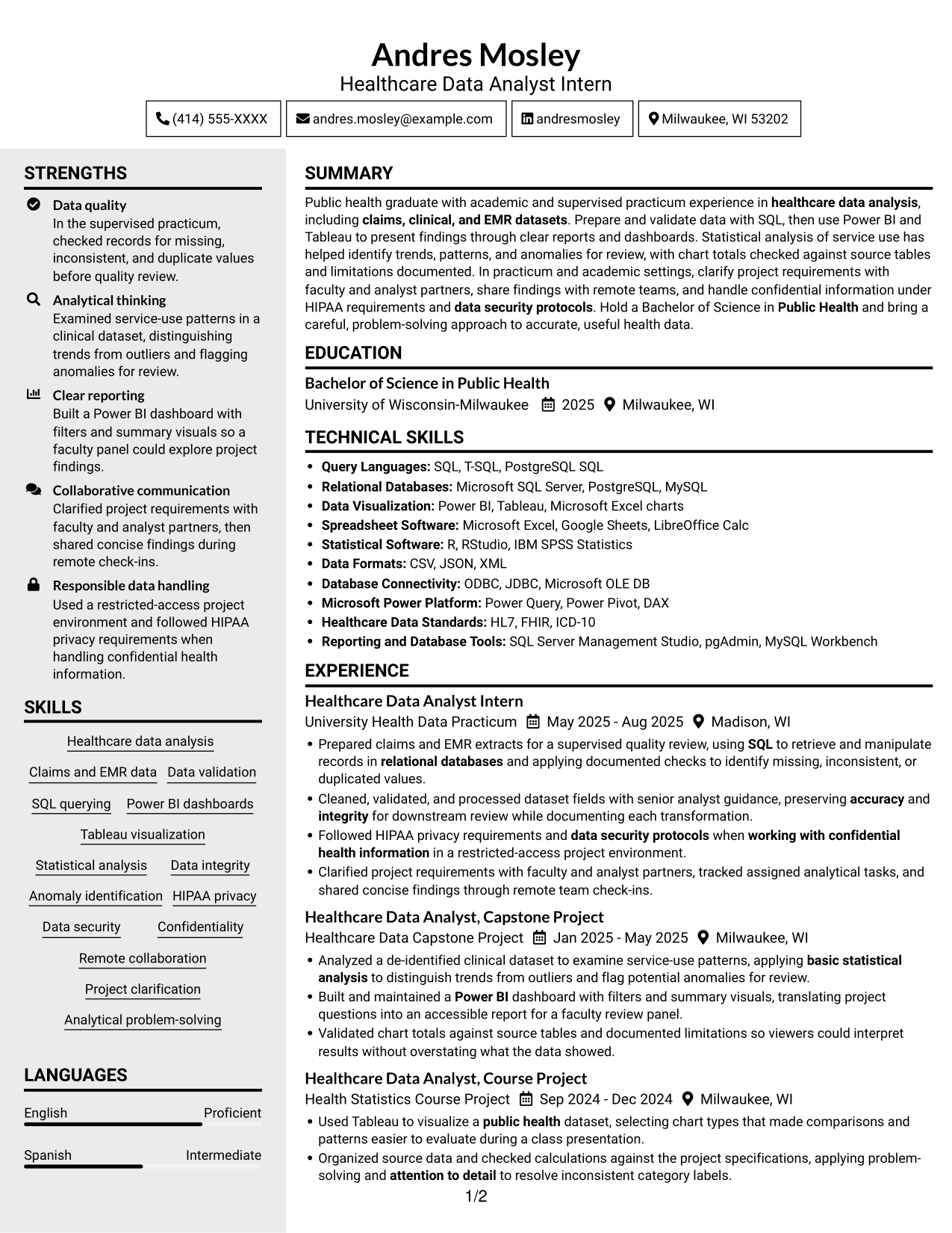 Resume example — page 1