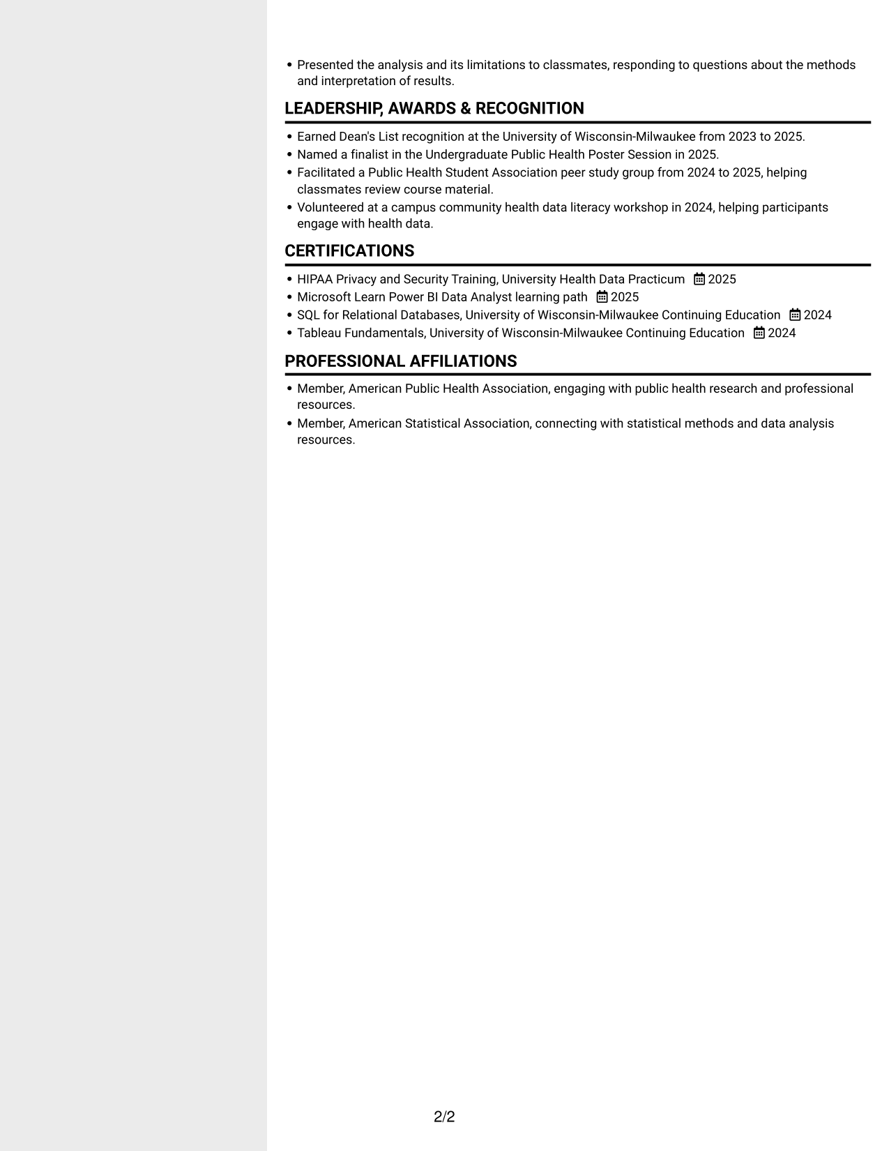 Resume example — page 2