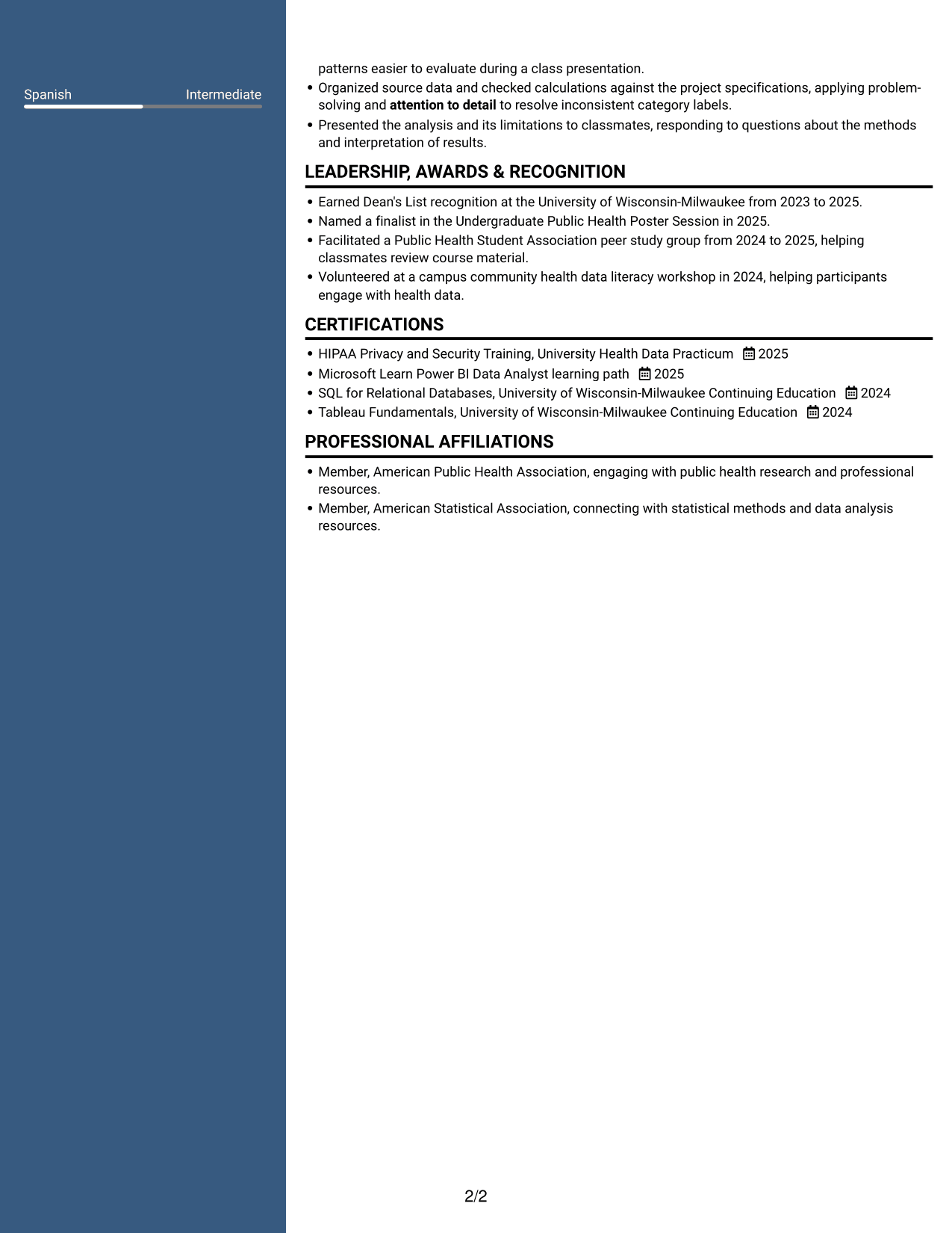 Resume example — page 2