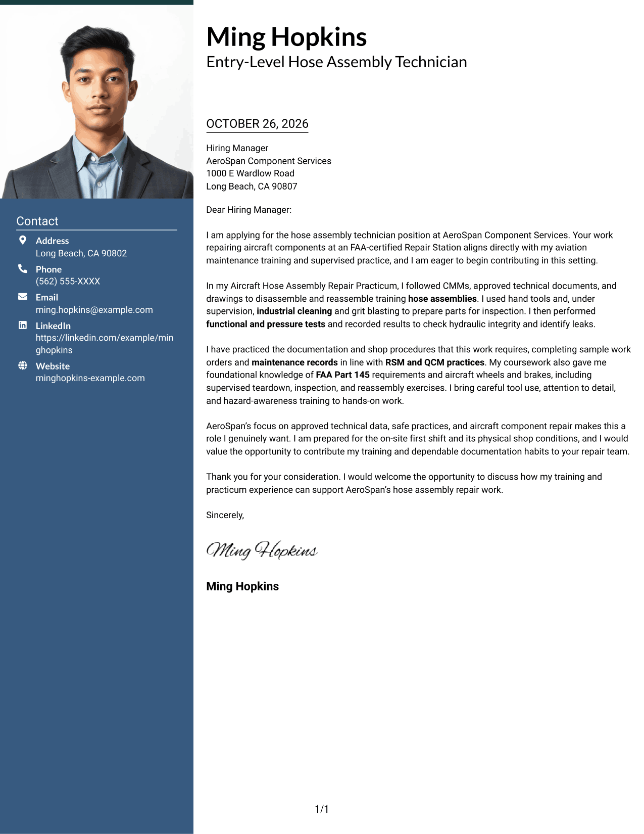 Cover letter example — page 1