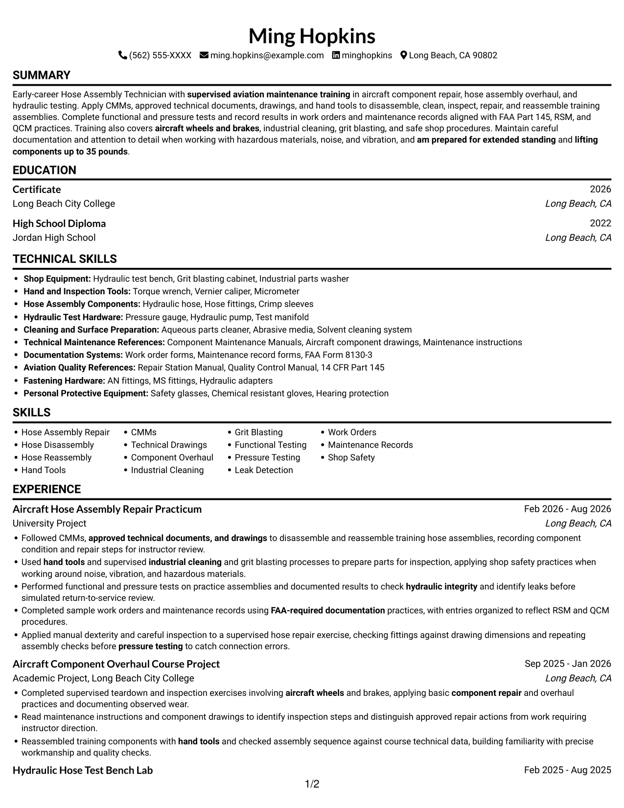 Resume example — page 1