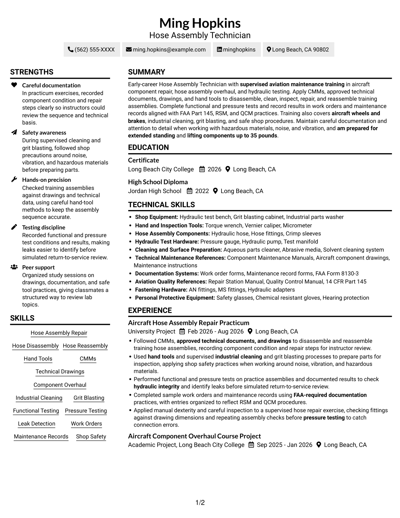 Resume example — page 1