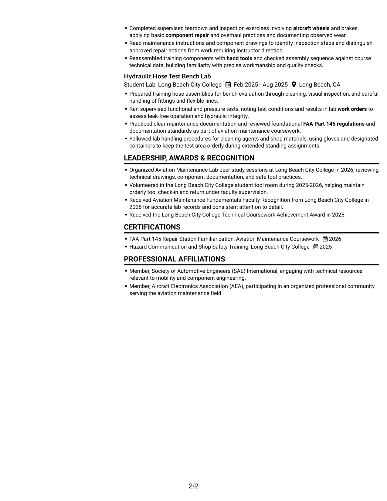 Resume example — page 2