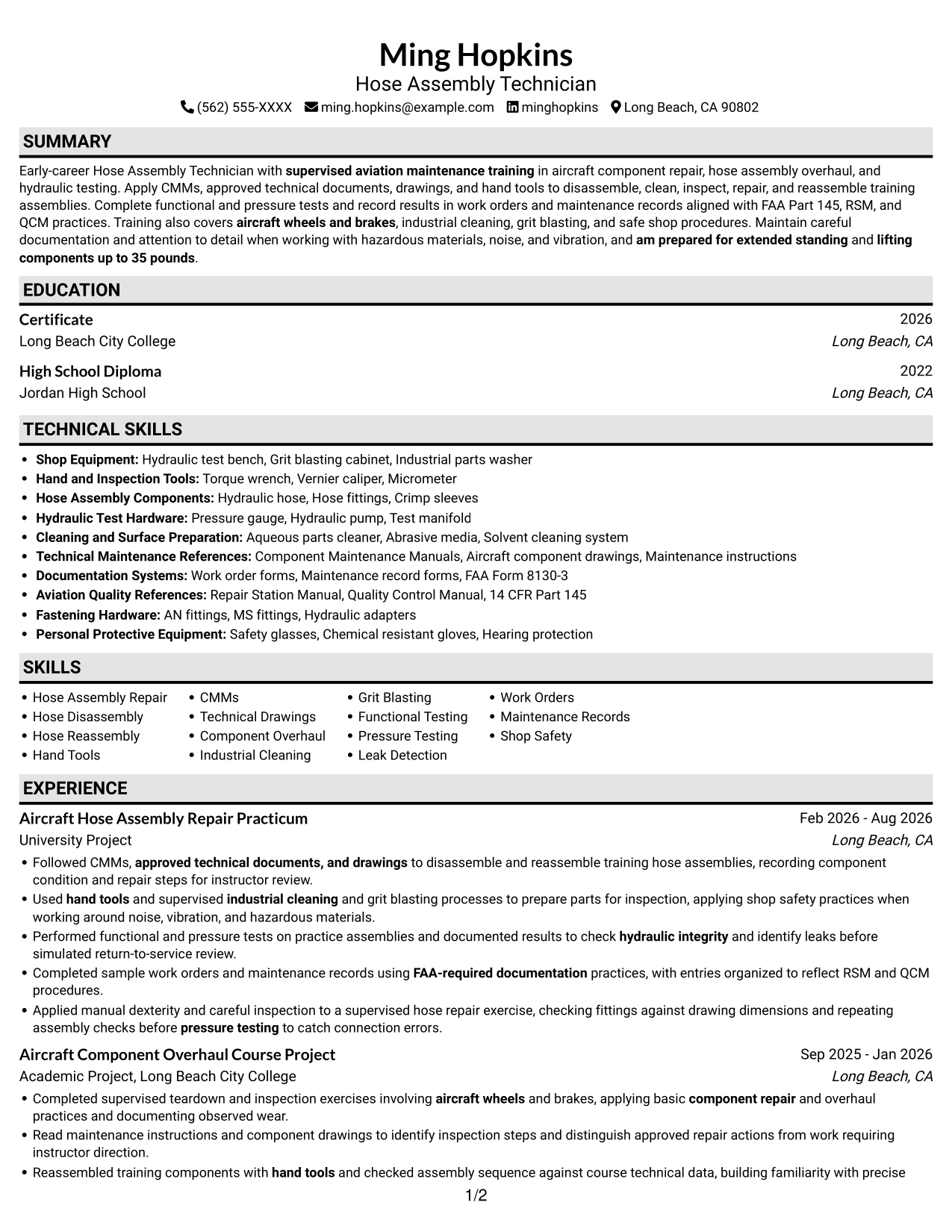 Resume example — page 1