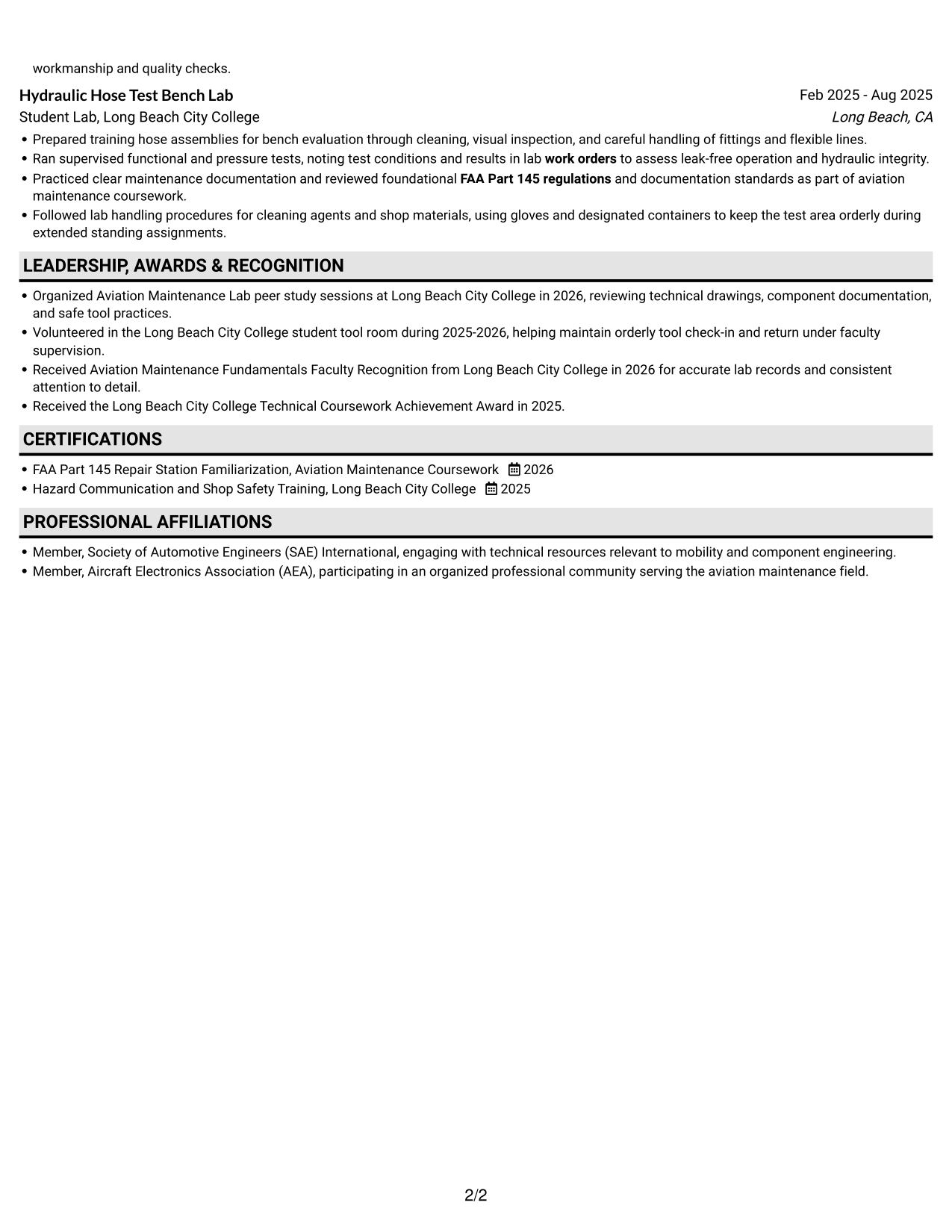 Resume example — page 2