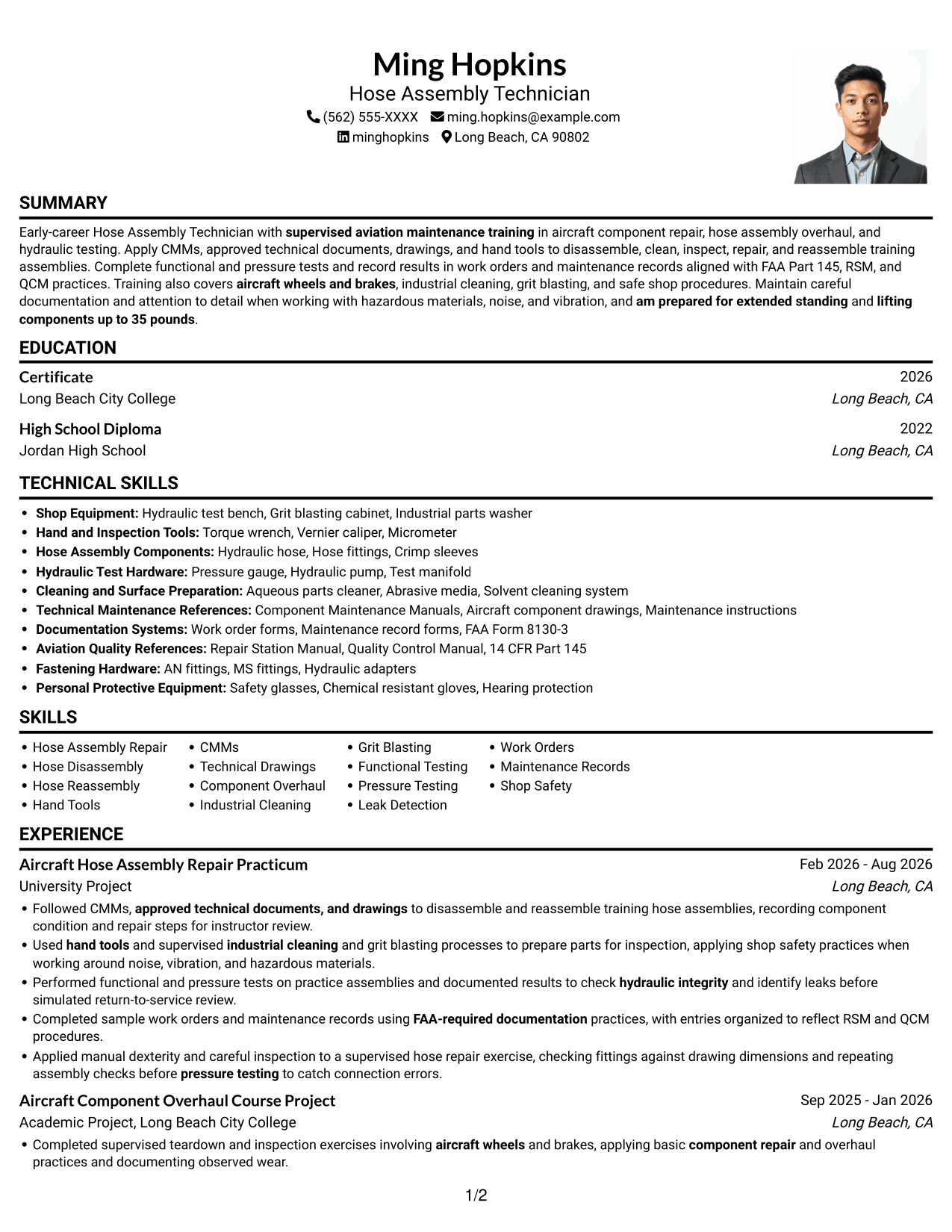 Resume example — page 1