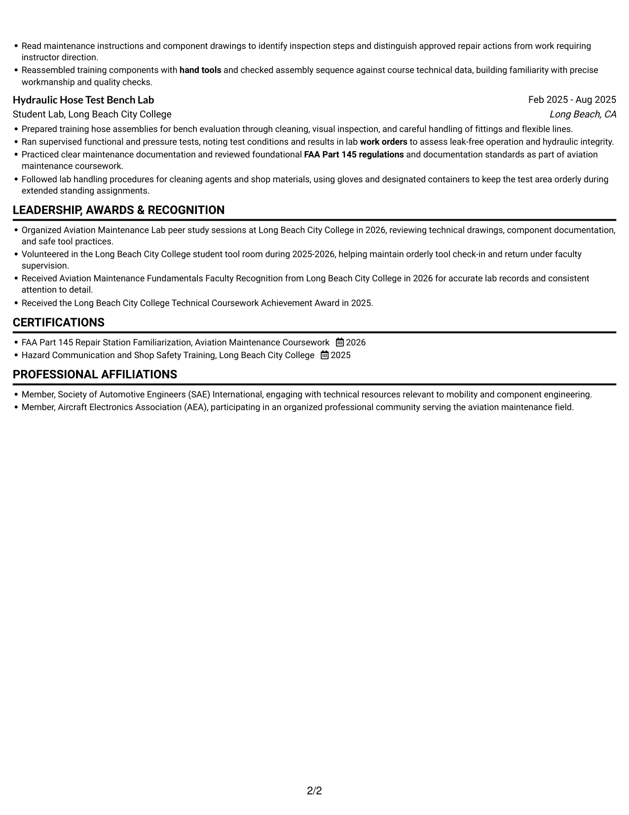 Resume example — page 2