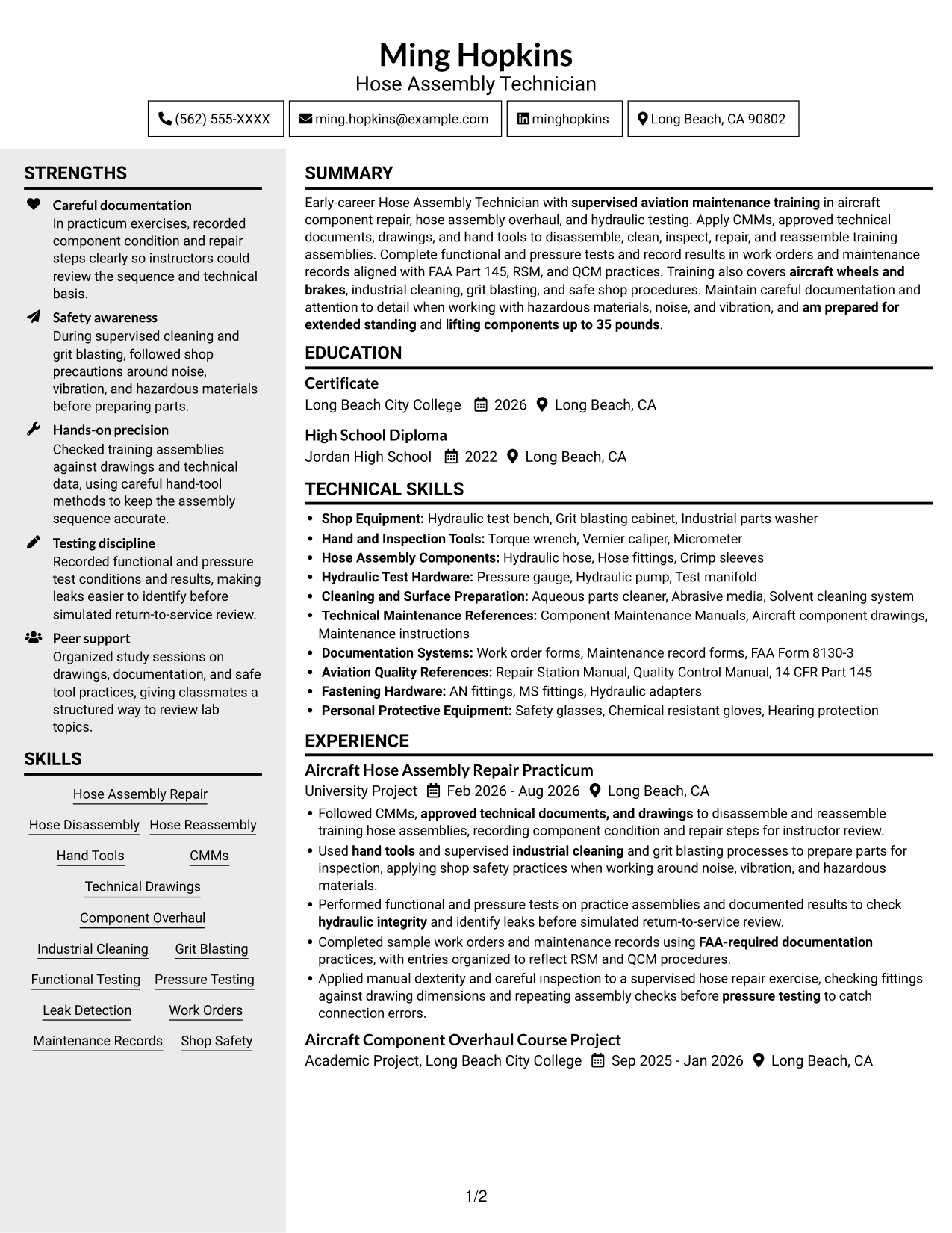 Resume example — page 1