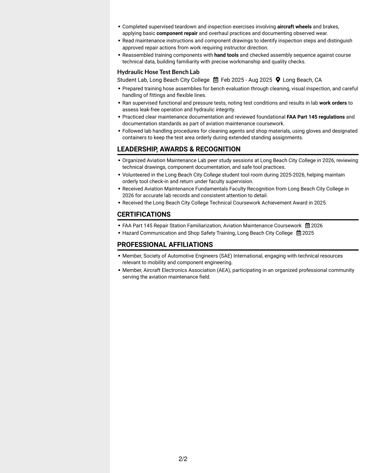 Resume example — page 2