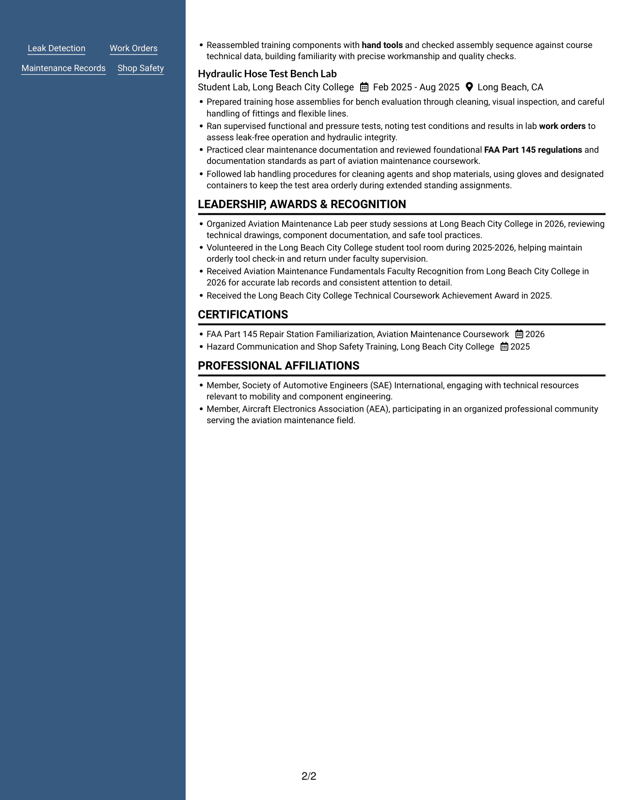 Resume example — page 2