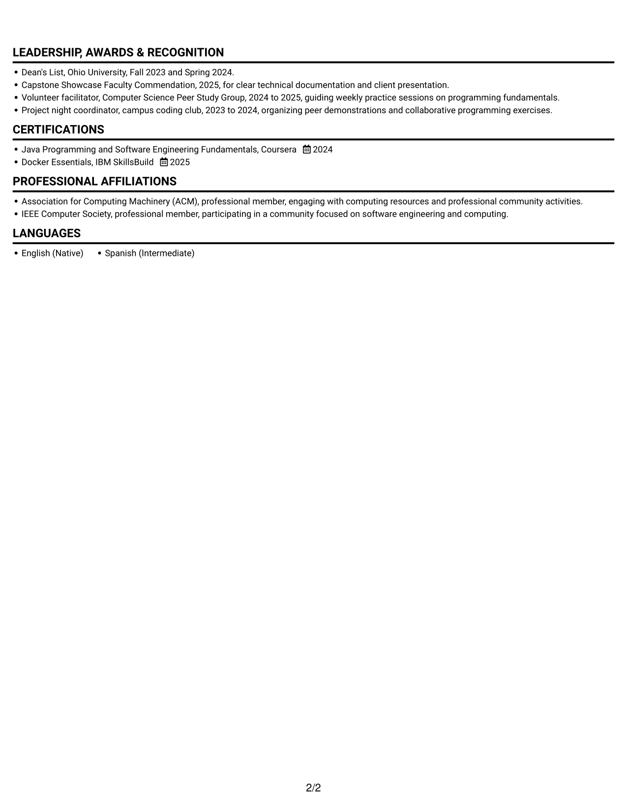 Resume example — page 2