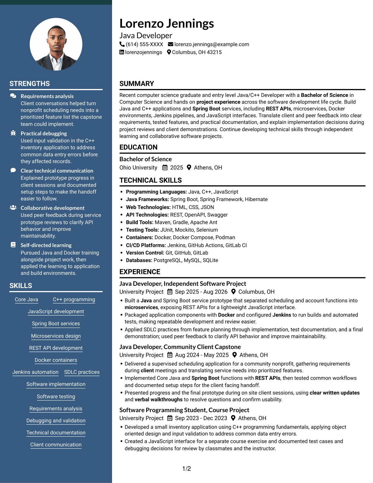 Resume example — page 1