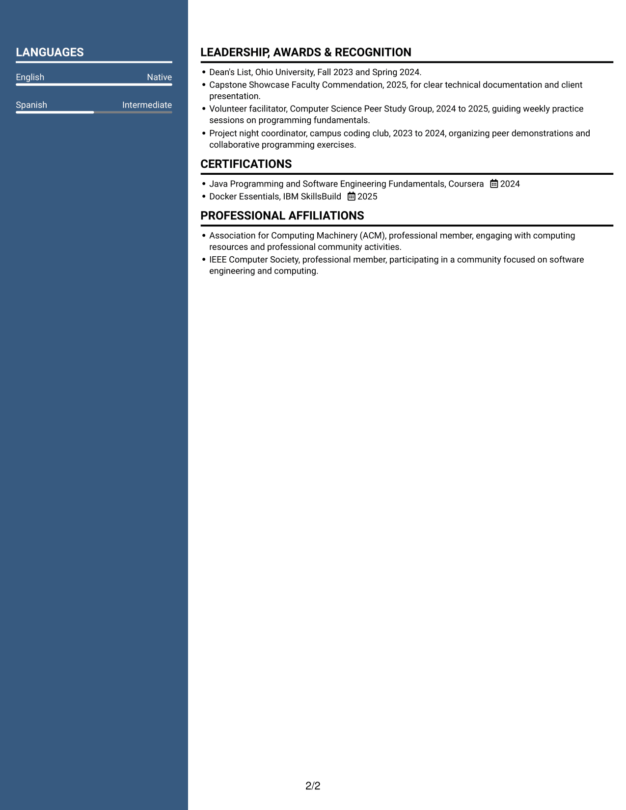 Resume example — page 2