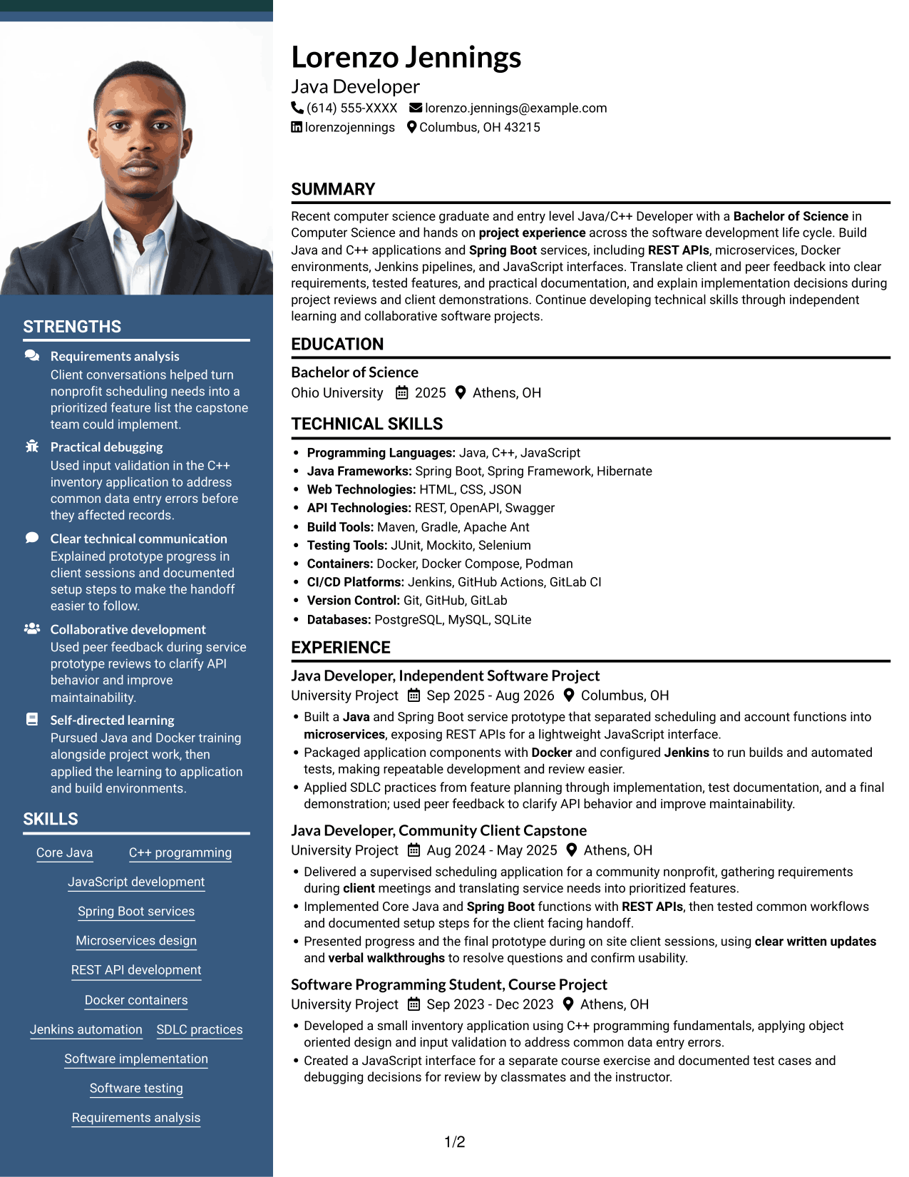 Resume example — page 1