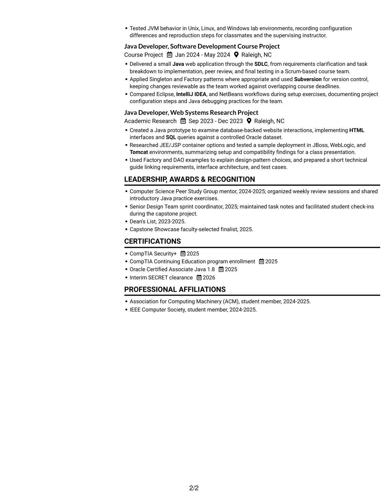 Resume example — page 2