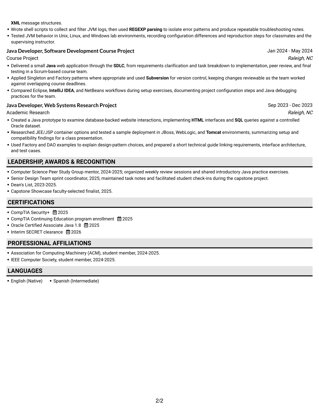 Resume example — page 2