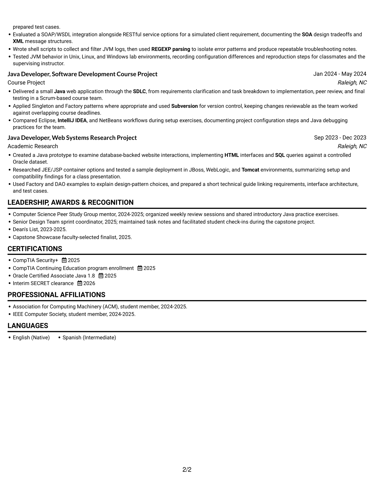 Resume example — page 2