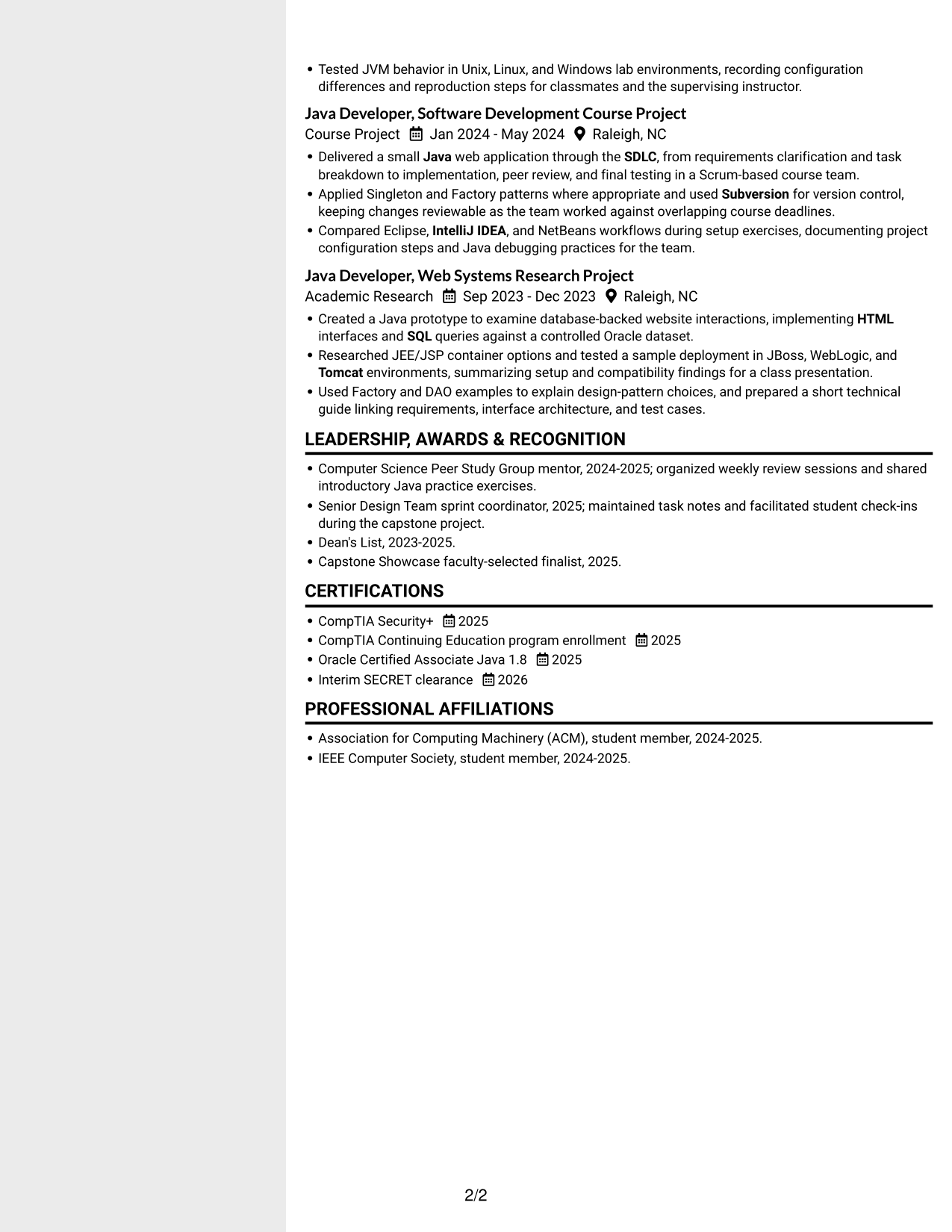 Resume example — page 2
