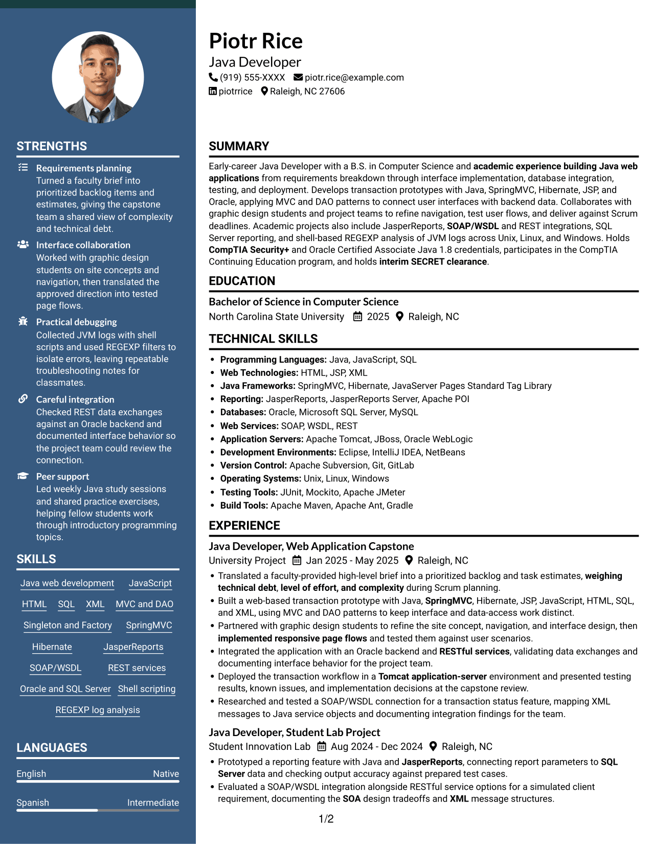 Resume example — page 1