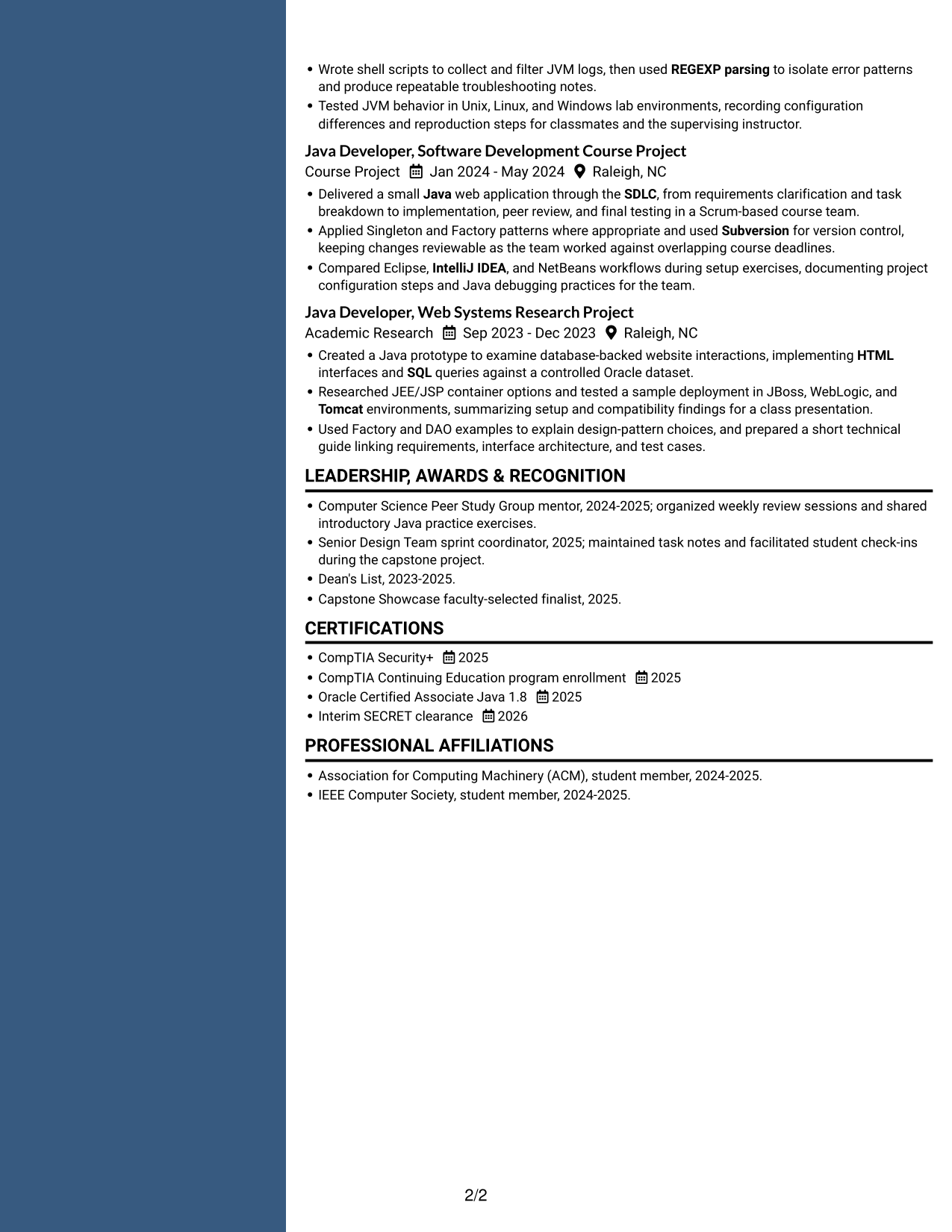 Resume example — page 2