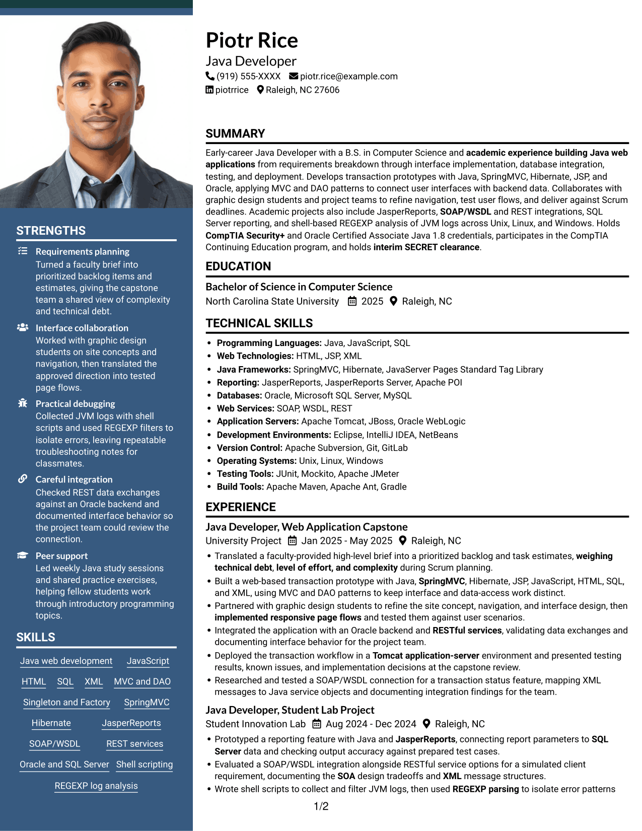Resume example — page 1