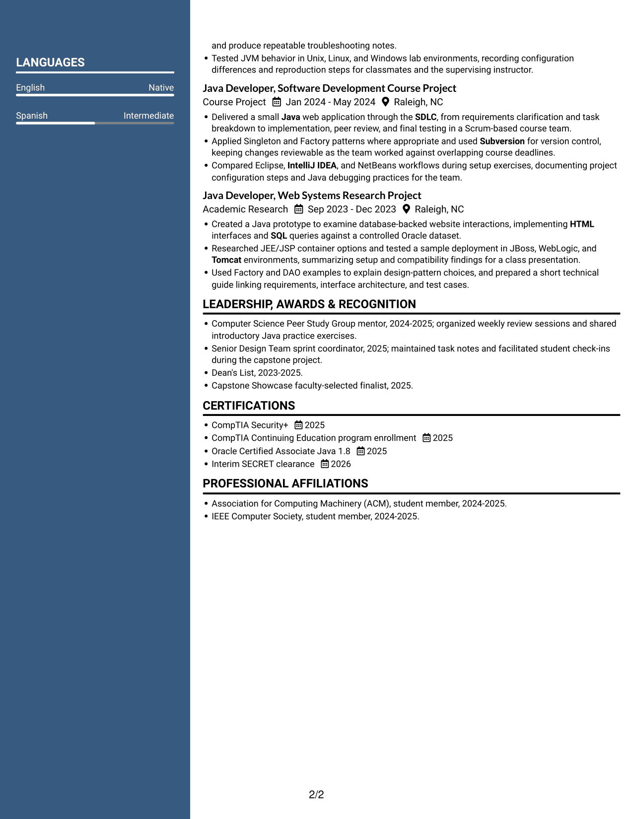 Resume example — page 2