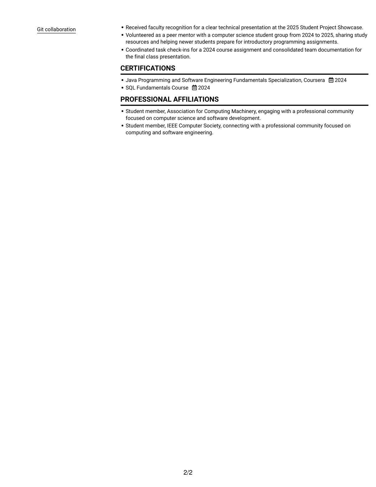Resume example — page 2