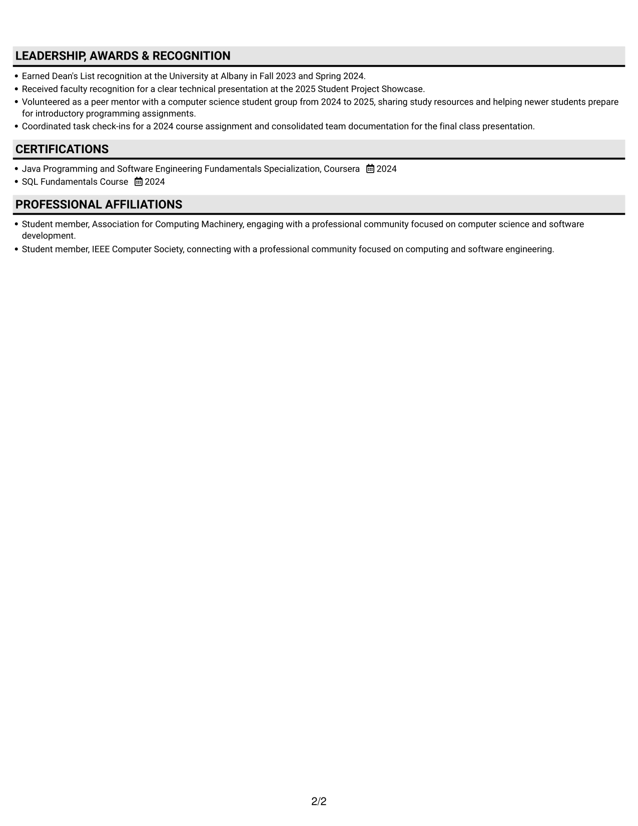 Resume example — page 2
