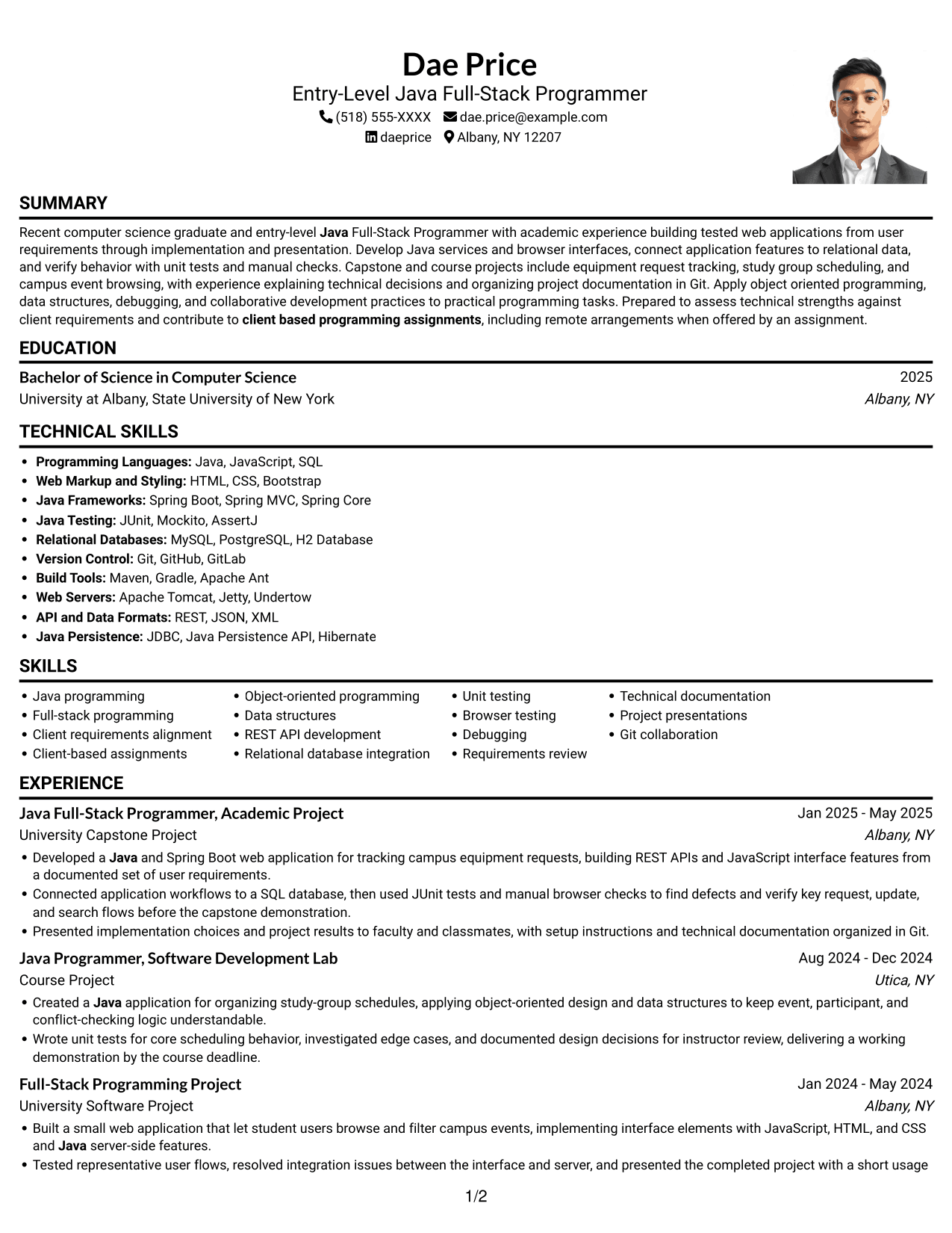 Resume example — page 1