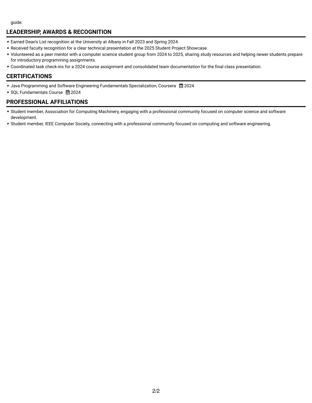 Resume example — page 2