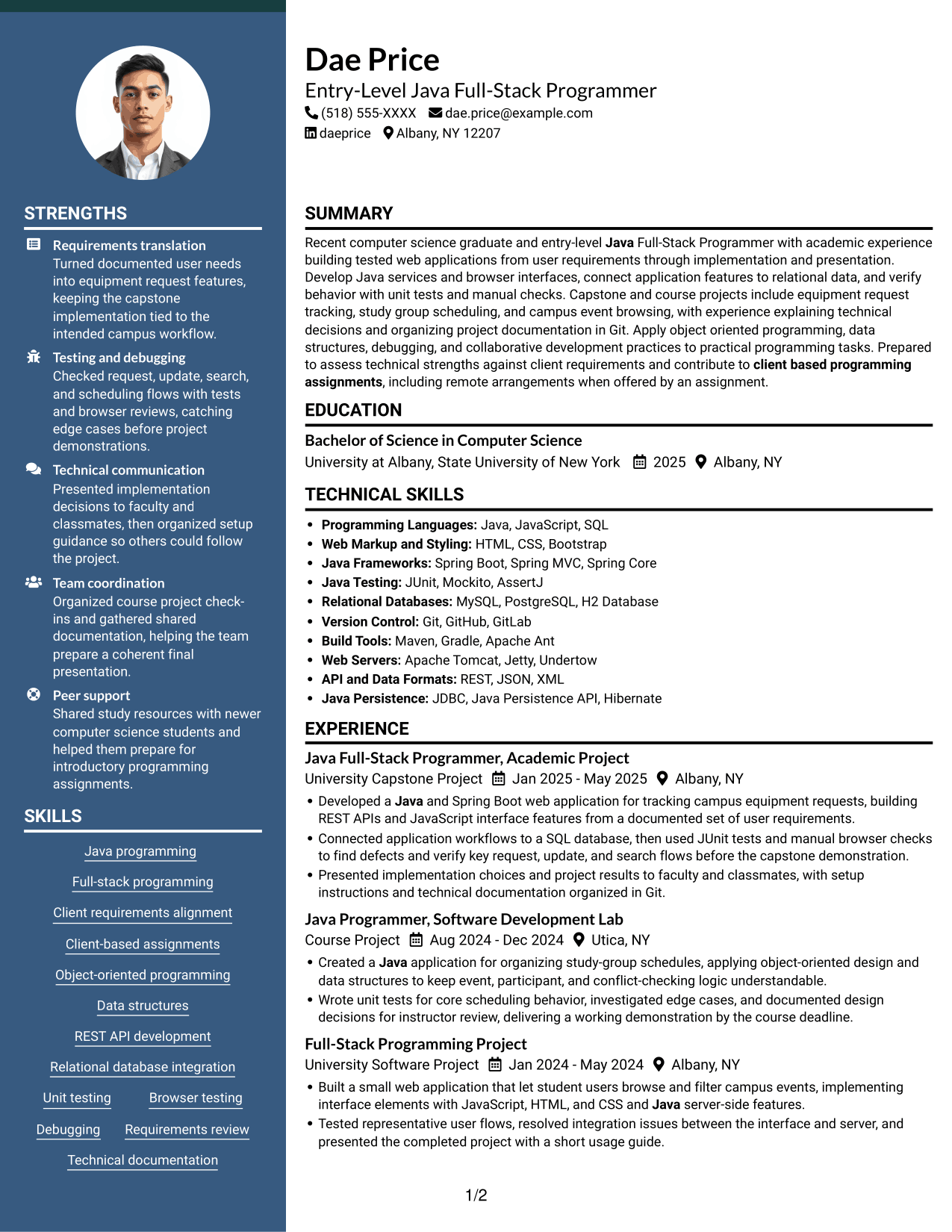 Resume example — page 1