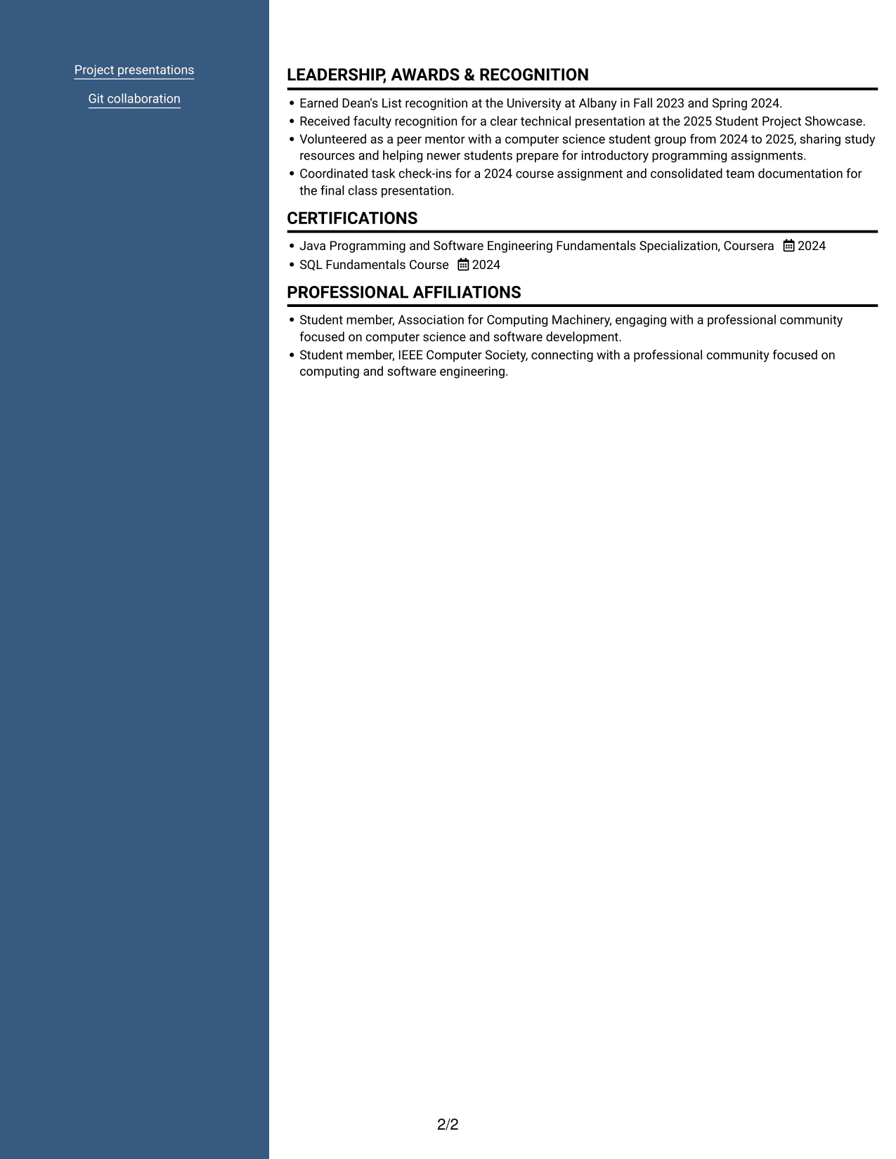 Resume example — page 2