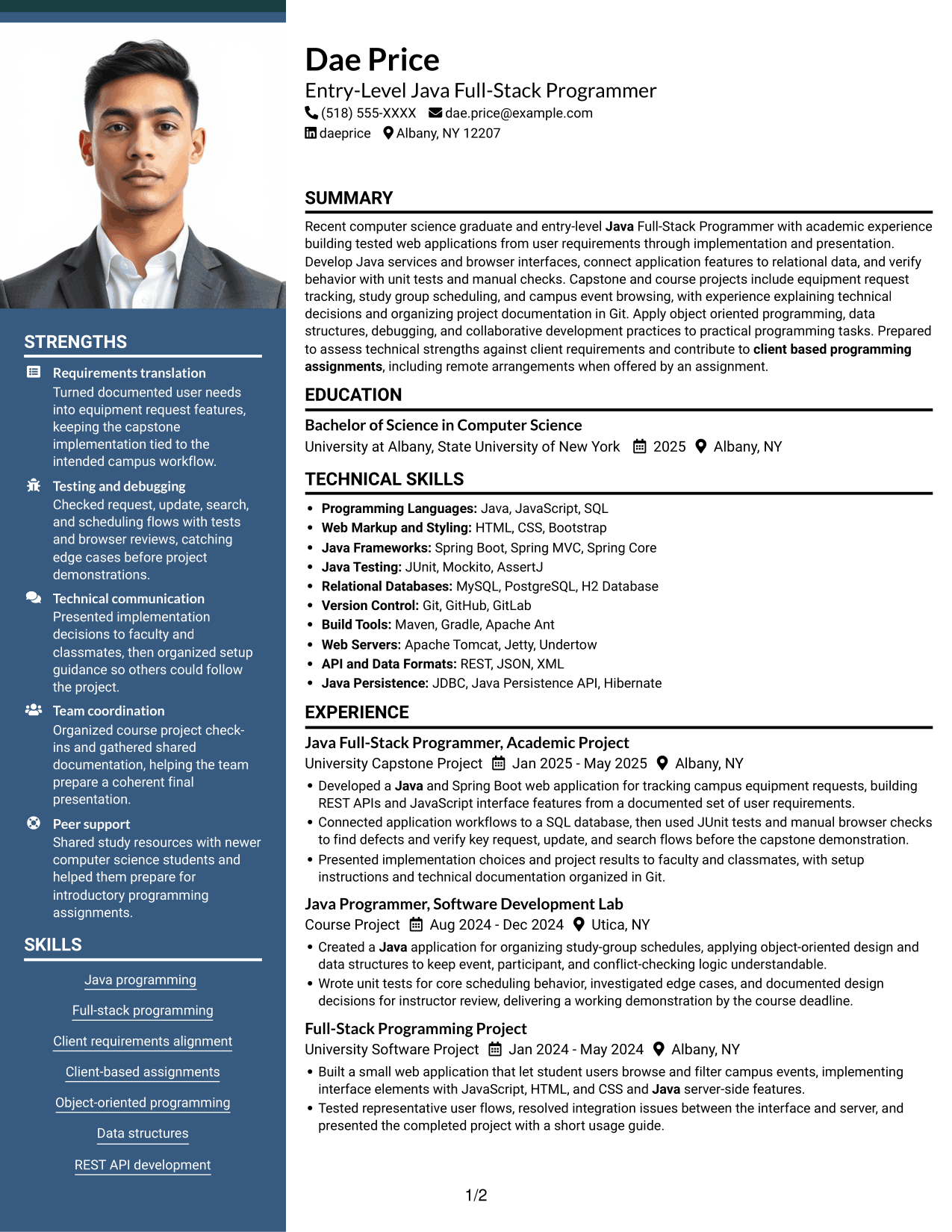 Resume example — page 1