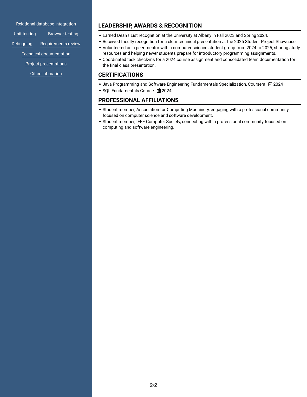 Resume example — page 2