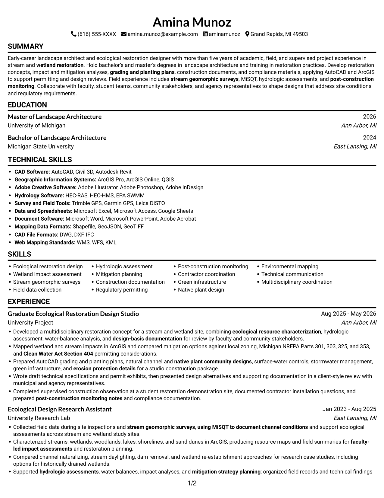 Resume example — page 1