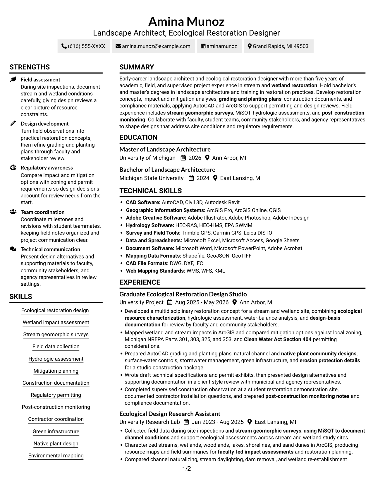Resume example — page 1