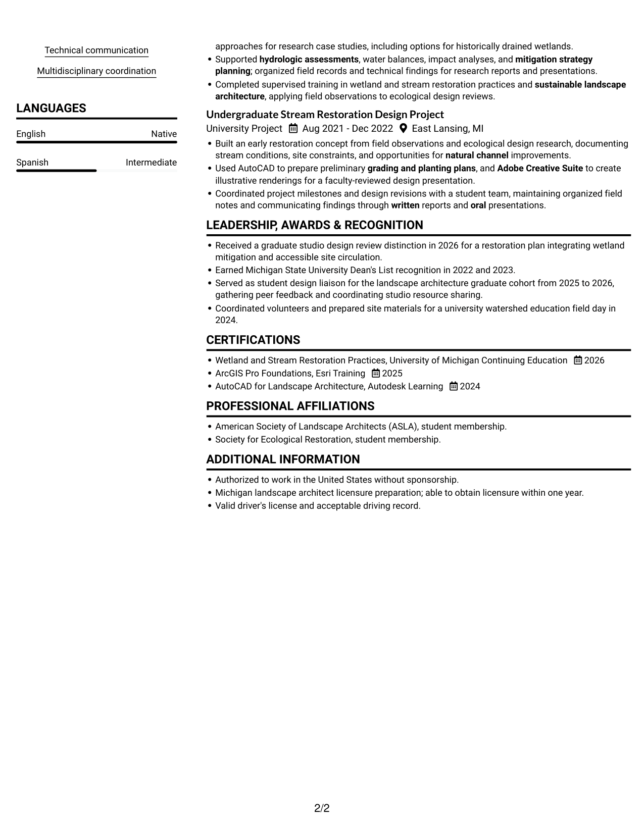 Resume example — page 2
