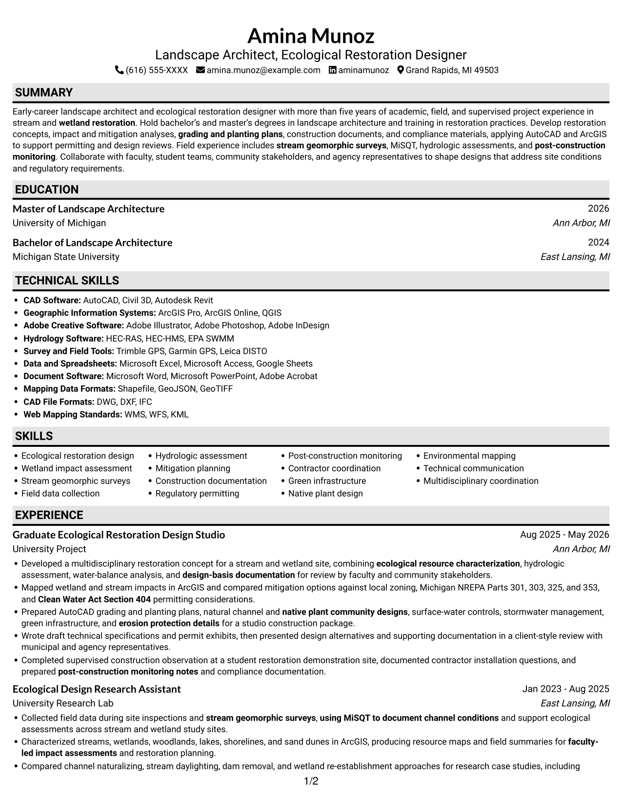 Resume example — page 1