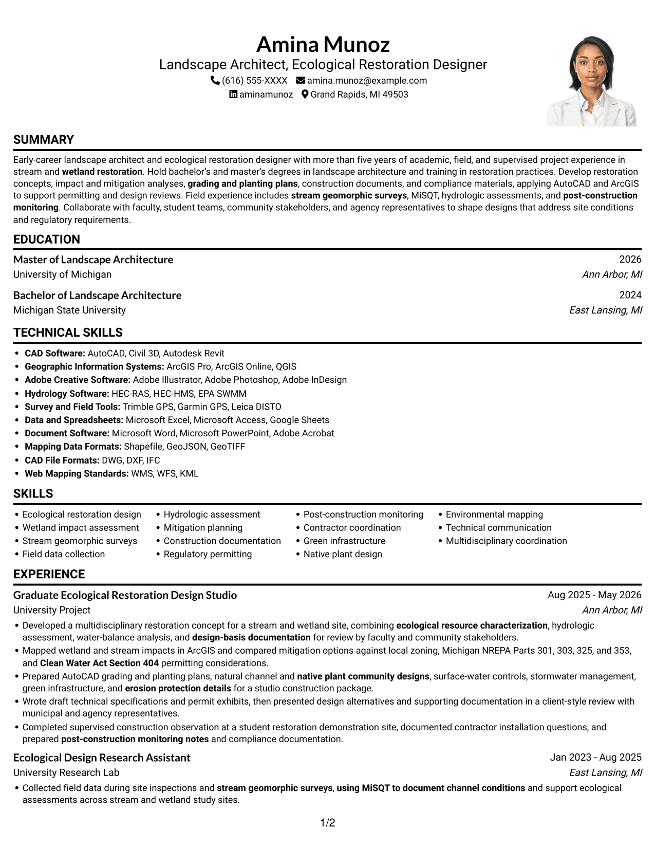 Resume example — page 1