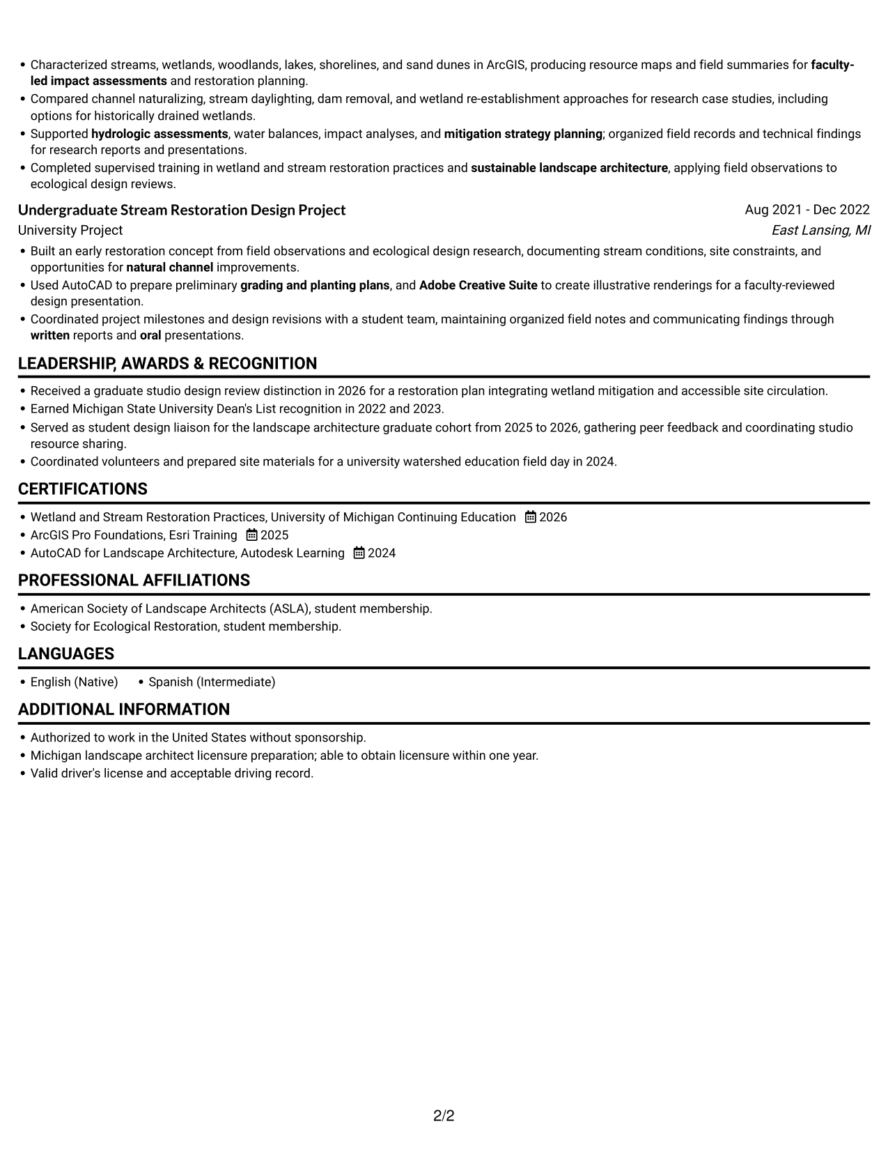 Resume example — page 2