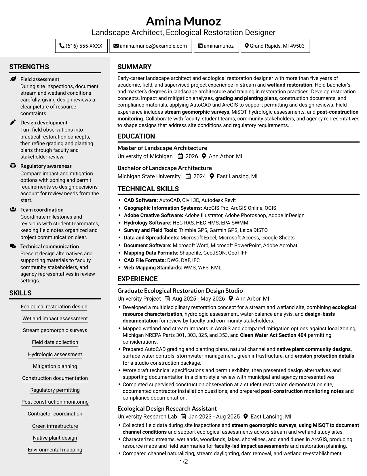 Resume example — page 1