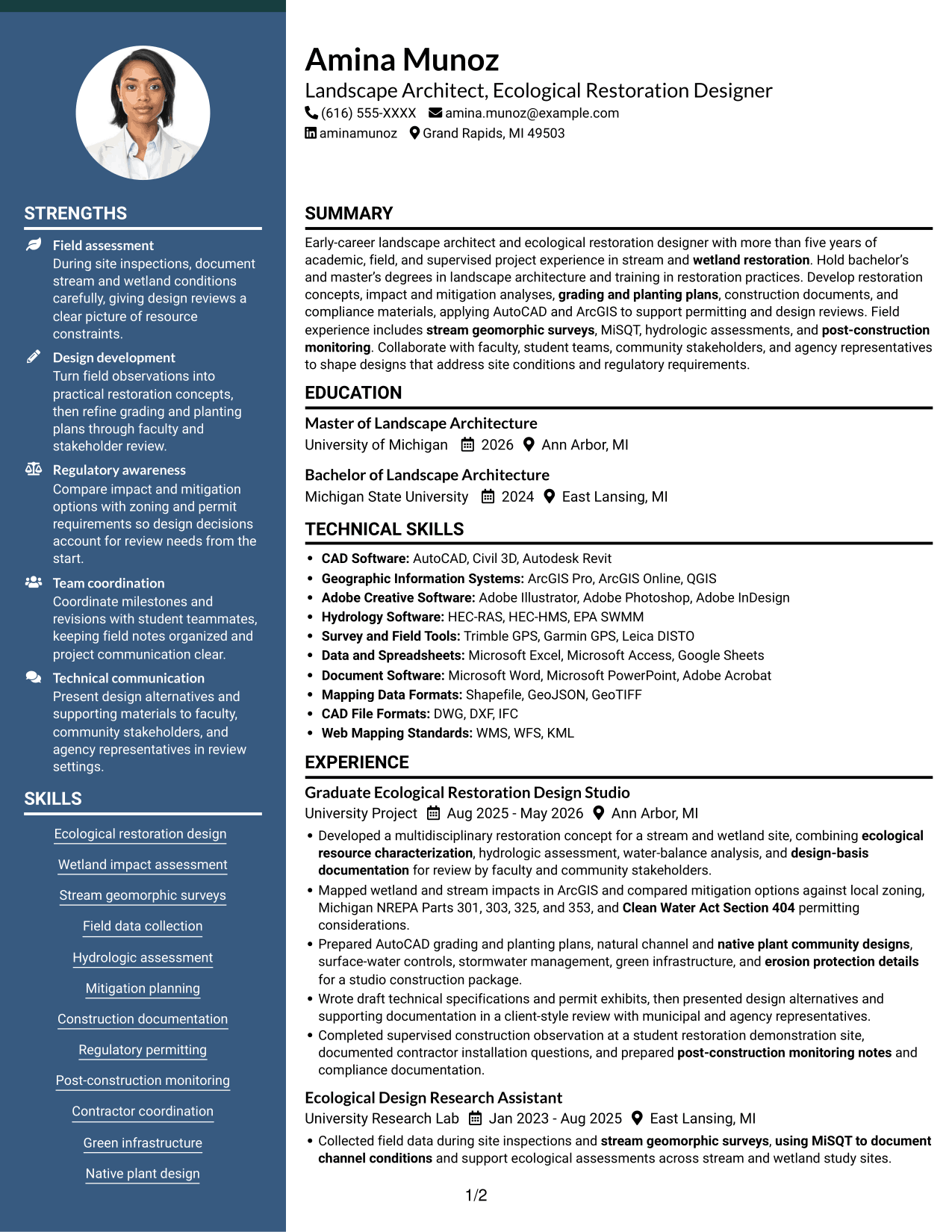 Resume example — page 1