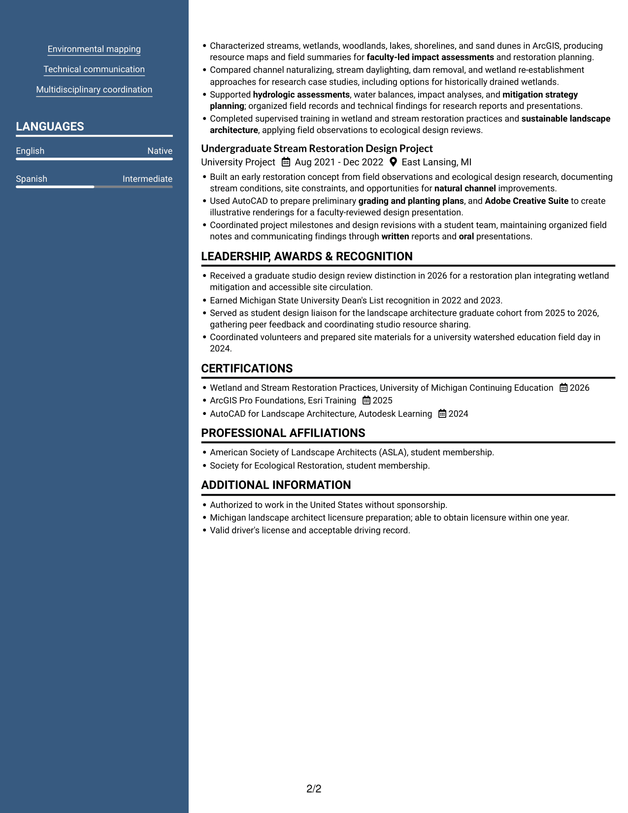 Resume example — page 2
